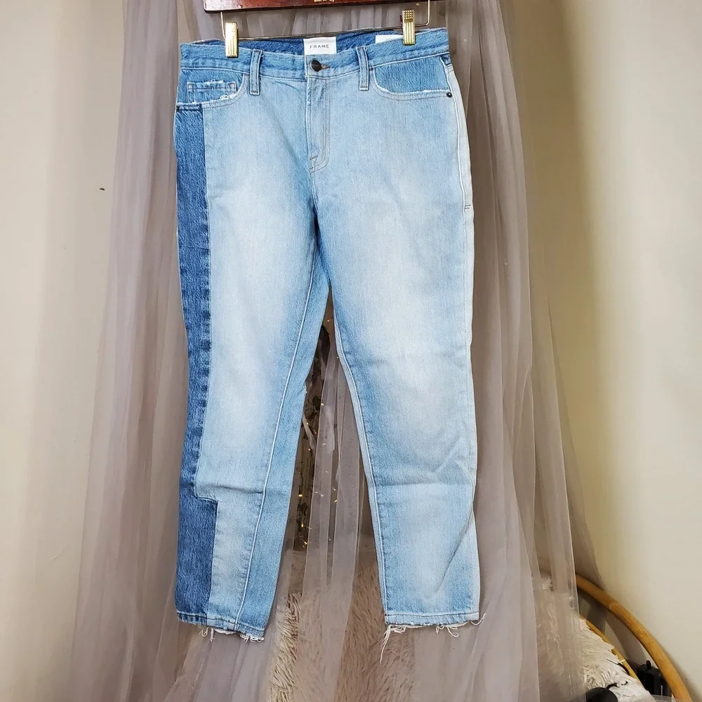 Frame Demim Boho Le Mix Repair Palomino Cropped Jeans 26 Patchwork 32x26‎ Indie